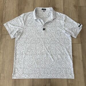 Bad Birdie Polo Shirt Men's Size 2XL XXL Gray With All Over Splatter Print Golf